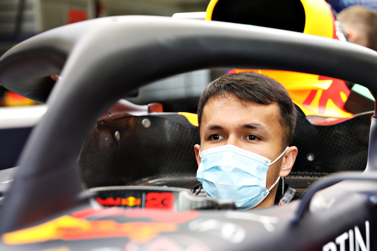 SPIELBERG, AUSTRIA - JULY 02: Alexander Albon of Thailand and Red Bull Racing sits in his car in the garage during previews for the F1 Grand Prix of Austria at Red Bull Ring on July 02, 2020 in Spielberg, Austria. (Photo by Getty Images/Getty Images) // Getty Images / Red Bull Content Pool // AP-24HMUC3M11W11 // Usage for editorial use only //